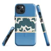 Glossy Arctic Fracture Bold MagSafe Tough Case for iPhone — jagged cracked ice pattern in deep teal and cream