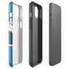 Glossy Arctic Fracture Bold MagSafe Tough Case for iPhone — jagged cracked ice pattern in deep teal and cream