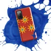 Glossy Sunburst Bloom Bold Tough Case for Samsung — repeating golden starburst flowers with blue centers arranged in two
