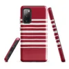 Glossy Bold Red Stripe Tough Case for Samsung — horizontal white stripes on a deep crimson red background in a classic