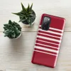 Glossy Bold Red Stripe Tough Case for Samsung — horizontal white stripes on a deep crimson red background in a classic