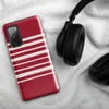 Glossy Bold Red Stripe Tough Case for Samsung — horizontal white stripes on a deep crimson red background in a classic