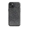 Glossy Steel Mesh Armor MagSafe Tough Case for iPhone — close-up seamless chainmail texture in dark charcoal and silver