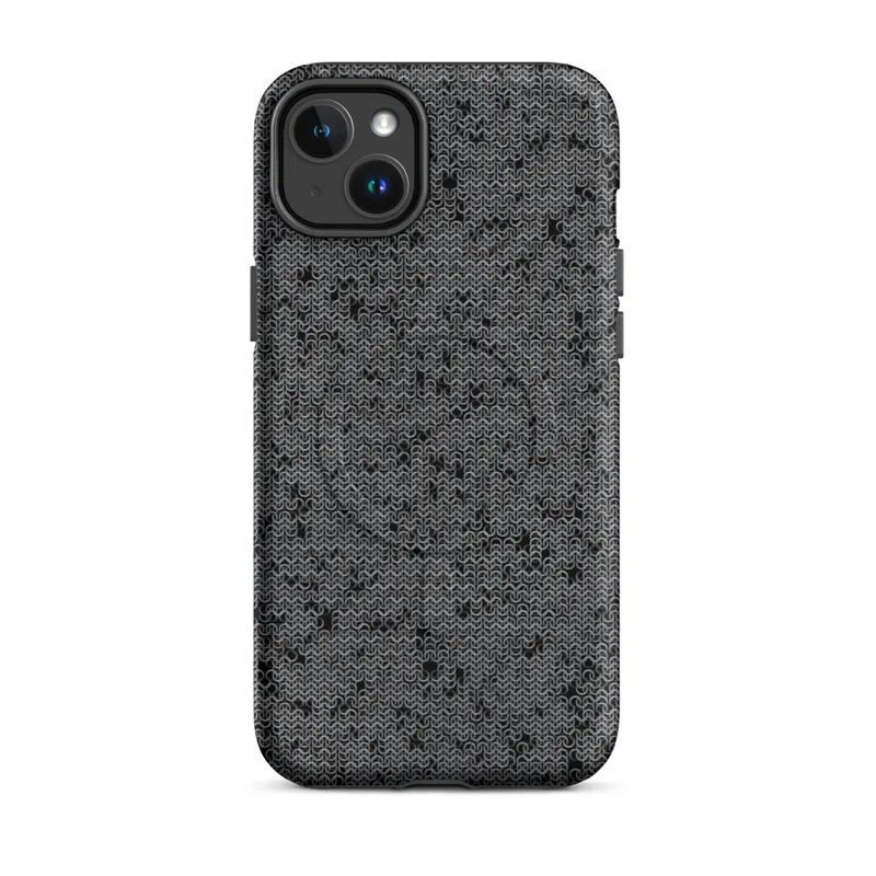Matte Steel Mesh Armor MagSafe Tough Case for iPhone — close-up seamless chainmail texture in dark charcoal and silver tones