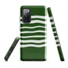 Glossy Green Wave Stripe Tough Case for Samsung — wavy horizontal white stripes flowing across a deep forest green