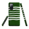 Matte Green Wave Stripe Tough Case for Samsung — wavy horizontal white stripes flowing across a deep forest green background