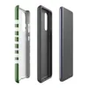 Glossy Green Wave Stripe Tough Case for Samsung — wavy horizontal white stripes flowing across a deep forest green