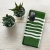 Glossy Green Wave Stripe Tough Case for Samsung — wavy horizontal white stripes flowing across a deep forest green