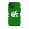 Matte Winter Poinsettia Trio MagSafe Tough Case for iPhone — three white poinsettia flower silhouettes with detailed leaf