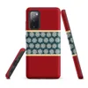 Matte Crimson Snowflake Band Tough Case for Samsung — crimson red background with a horizontal teal band filled