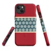 Matte Winter Geometric Snowflake Band MagSafe Tough Case for iPhone — repeating ivory geometric snowflakes on a teal
