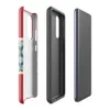 Glossy Crimson Snowflake Band Tough Case for Samsung — crimson red background with a horizontal teal band filled