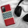 Glossy Crimson Snowflake Band Tough Case for Samsung — crimson red background with a horizontal teal band filled