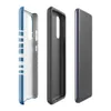 Glossy Ocean Wave Lines Tough Case for Samsung — white undulating horizontal wave lines flowing across a deep ocean blue