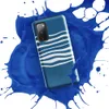 Glossy Ocean Wave Lines Tough Case for Samsung — white undulating horizontal wave lines flowing across a deep ocean blue