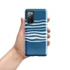 Glossy Ocean Wave Lines Tough Case for Samsung — white undulating horizontal wave lines flowing across a deep ocean blue