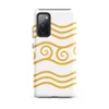 Matte Golden Waves Tough Case for Samsung — repeating golden wavy lines on white background with a center band of connected