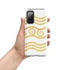 Glossy Golden Waves Tough Case for Samsung — repeating golden wavy lines on white background with a center band of connected