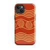 Glossy Ancient Waves Gold Spiral MagSafe Tough Case for iPhone — repeating golden spiral circles and wavy parallel lines