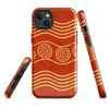 Glossy Ancient Waves Gold Spiral MagSafe Tough Case for iPhone — repeating golden spiral circles and wavy parallel lines