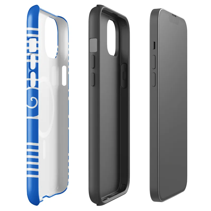 Glossy Ocean Waves Coastal Serenity MagSafe Tough Case for iPhone — white parallel wave lines and spiral wave crests