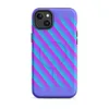 Matte Neon Diagonal Surge MagSafe Tough Case for iPhone — diagonal soft-edged stripes in vivid cyan and hot magenta fading