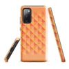 Glossy Warm Geometry Sunset Grid Tough Case for Samsung — tessellating triangles in coral red, golden yellow, and soft peach