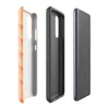 Glossy Warm Geometry Sunset Grid Tough Case for Samsung — tessellating triangles in coral red, golden yellow, and soft peach
