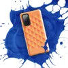 Glossy Warm Geometry Sunset Grid Tough Case for Samsung — tessellating triangles in coral red, golden yellow, and soft peach
