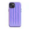 Glossy Neon Ridges MagSafe Tough Case for iPhone — soft vertical ridges with a 3D ripple effect in periwinkle blue and vivid