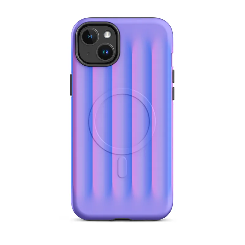 Matte Neon Ridges MagSafe Tough Case for iPhone — soft vertical ridges with a 3D ripple effect in periwinkle blue and vivid