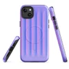 Glossy Neon Ridges MagSafe Tough Case for iPhone — soft vertical ridges with a 3D ripple effect in periwinkle blue and vivid