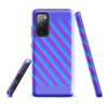 Glossy Neon Diagonal Stripe Surge Tough Case for Samsung — diagonal cyan and magenta neon stripes with soft gradient edges