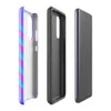 Glossy Neon Diagonal Stripe Surge Tough Case for Samsung — diagonal cyan and magenta neon stripes with soft gradient edges