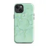 Glossy Mint Crystal Geo MagSafe Tough Case for iPhone — low-poly geometric pattern of faceted triangles in soft mint, sage