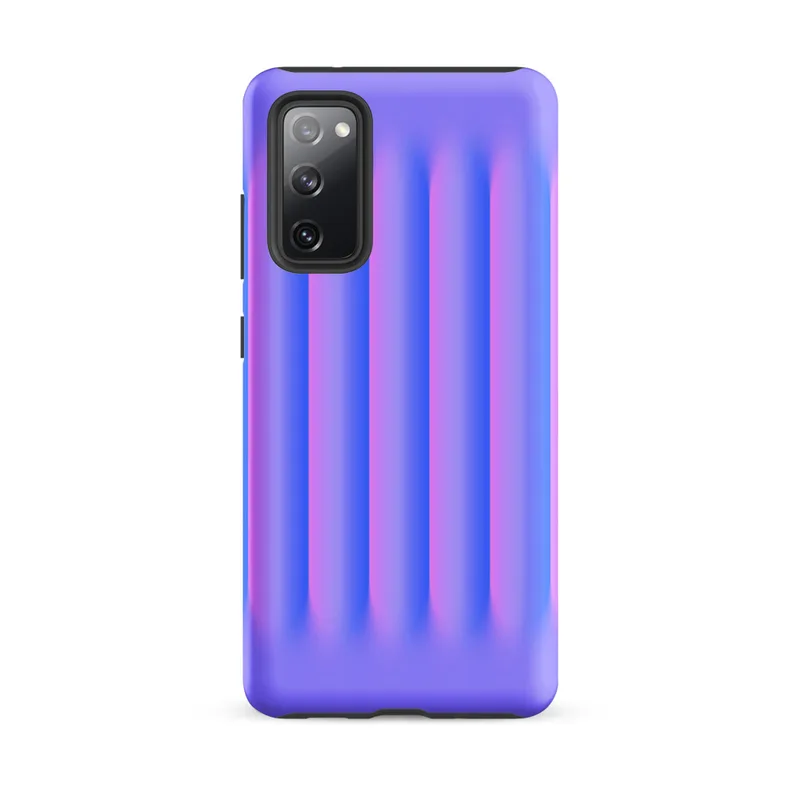 Matte Neon Ripple Wave Tough Case for Samsung — soft 3D vertical ridges in a glowing gradient of electric blue, pink