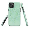 Glossy Mint Crystal Geo MagSafe Tough Case for iPhone — low-poly geometric pattern of faceted triangles in soft mint, sage