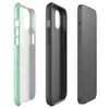 Glossy Mint Crystal Geo MagSafe Tough Case for iPhone — low-poly geometric pattern of faceted triangles in soft mint, sage