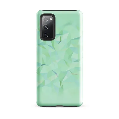 low-poly mosaic of triangular facets in soft mint, pale aqua, and sage green forming a crystalline textured pattern on Glossy Mint Crystal Geometric Tough Case for Samsung - default - Front view
