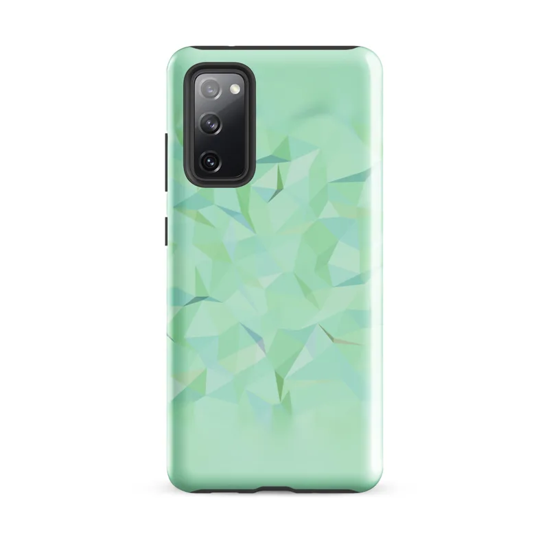 Glossy Mint Crystal Geometric Tough Case for Samsung — low-poly mosaic of triangular facets in soft mint, pale aqua