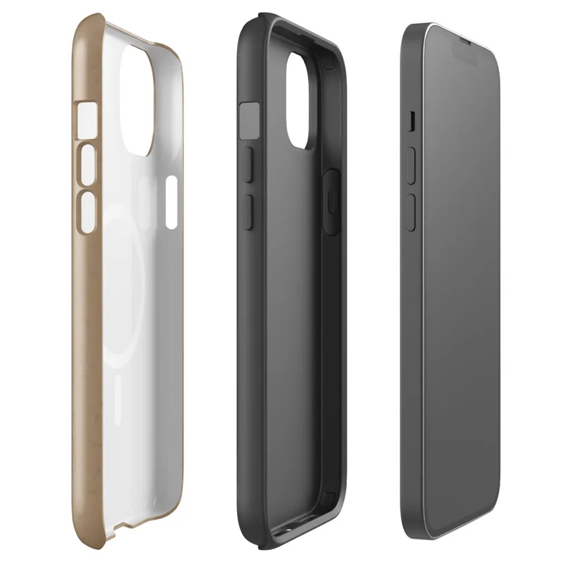 Glossy Warm Sand Minimalist MagSafe Tough Case for iPhone — smooth warm sand beige surface with subtle speckled texture