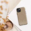 Glossy Warm Sand Minimalist MagSafe Tough Case for iPhone — smooth warm sand beige surface with subtle speckled texture