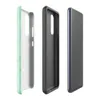Glossy Mint Crystal Geometric Tough Case for Samsung — low-poly mosaic of triangular facets in soft mint, pale aqua