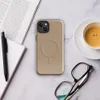Glossy Warm Sand Minimalist MagSafe Tough Case for iPhone — smooth warm sand beige surface with subtle speckled texture