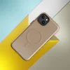 Glossy Warm Sand Minimalist MagSafe Tough Case for iPhone — smooth warm sand beige surface with subtle speckled texture