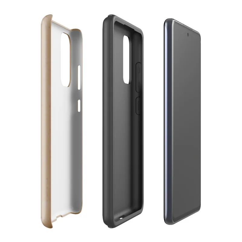 Glossy Desert Sand Minimal Tough Case for Samsung — smooth warm sandy beige surface with subtle speckled texture in muted