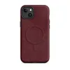 Matte Crimson Velvet Armor MagSafe Tough Case for iPhone — mottled deep crimson and burgundy velvet-like texture with subtle