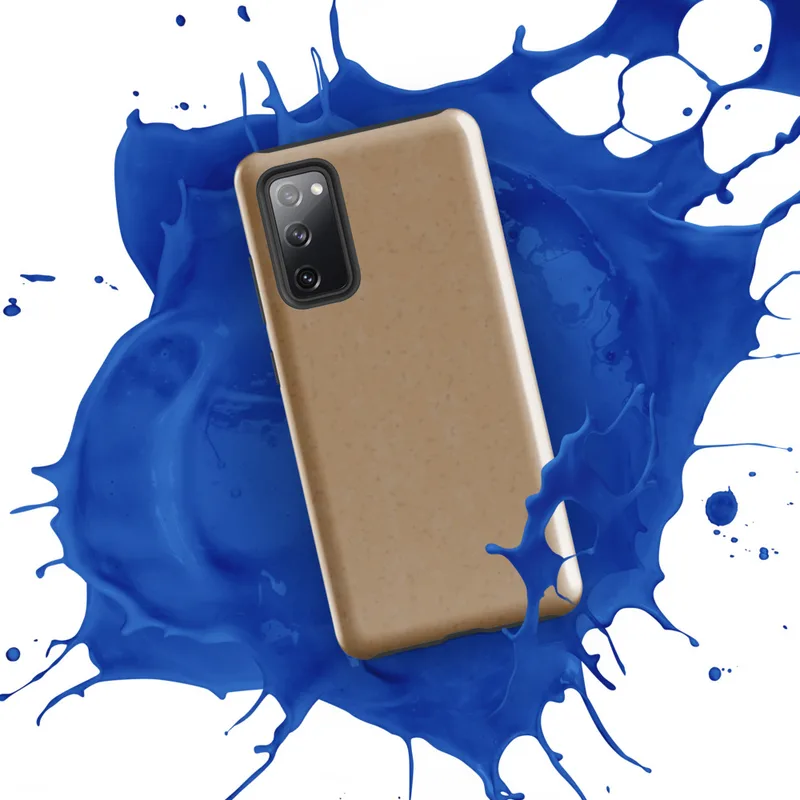 Glossy Desert Sand Minimal Tough Case for Samsung — smooth warm sandy beige surface with subtle speckled texture in muted