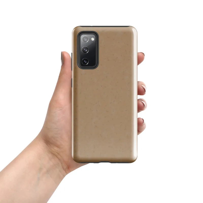 Glossy Desert Sand Minimal Tough Case for Samsung — smooth warm sandy beige surface with subtle speckled texture in muted