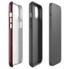 Glossy Crimson Velvet Armor MagSafe Tough Case for iPhone — mottled deep crimson and burgundy velvet-like texture